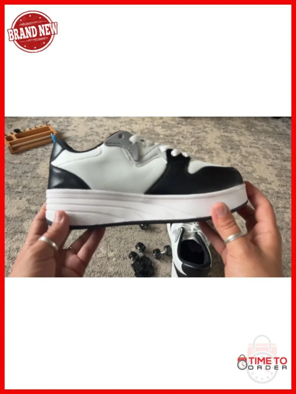 Roller Skate Shoes with Detachable Wheels for Women - Faux Leather Sneakers
